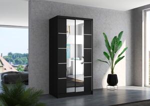 Šatní skříň s posuvnými dveřmi Nordic - 100 cm Barva: Černá/Bílá