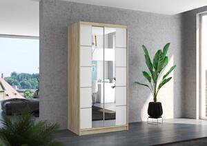 Šatní skříň s posuvnými dveřmi Nordic - 100 cm Barva: Sonoma/Bílá