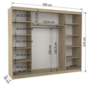 Šatní skříň s posuvnými dveřmi Baltimore - 250 cm Barva: dub Sonoma