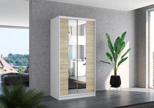 Šatní skříň s posuvnými dveřmi Nordic - 100 cm Barva: Bílá/Sonoma