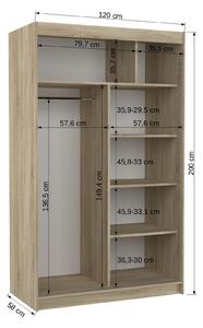 Šatní skříň s posuvnými dveřmi Collin - 120 cm Barva: Bílá