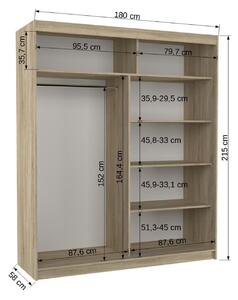 Šatní skříň s posuvnými dveřmi Baltimore - 180 cm Barva: Bílá