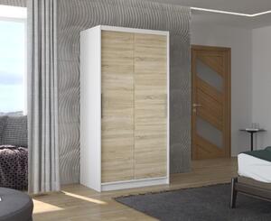 Šatní skříň s posuvnými dveřmi Collin - 100 cm Barva: Bílá/Sonoma