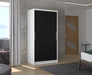 Šatní skříň s posuvnými dveřmi Collin - 100 cm Barva: Černá/Bílá