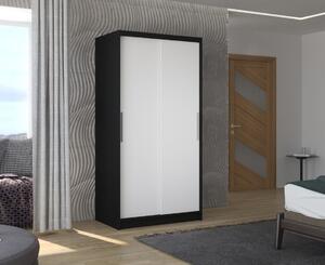 Šatní skříň s posuvnými dveřmi Collin - 100 cm Barva: Černá/Dub