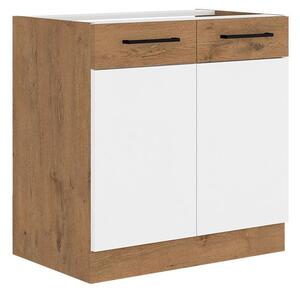 Spodní kuchyňská skříňka Woodline 80 D 2F BB, Barva: Dub lancelot / bíly lesk 5902928813500