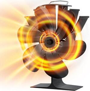 Ventilátor pro kamna - Ventilátor pro krb - Rozptyluje teplo - Design se 6 lopatkami - 215 cm - Černá barva