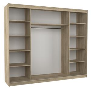 Šatní skříň s posuvnými dveřmi Antos - 250 cm Barva: Bílá/dub Sonoma