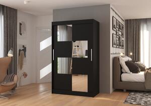 Šatní skříň s posuvnými dveřmi Lugano - 120 cm Barva: Černá