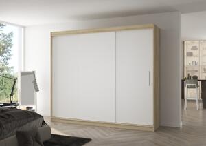 Šatní skříň s posuvnými dveřmi Antos - 250 cm Barva: Sonoma/Bílá