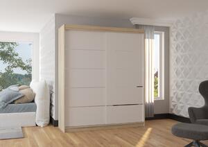 Šatní skříň s posuvnými dveřmi Spectra - 180 cm Barva: Bílá/dub Sonoma