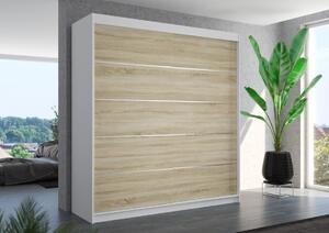 Šatní skříň s posuvnými dveřmi Spectra - 200 cm Barva: Bílá/Sonoma