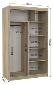 Šatní skříň s posuvnými dveřmi Murani - 120 cm Barva: Choco