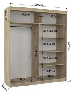Šatní skříň s posuvnými dveřmi Spectra - 180 cm Barva: dub Sonoma
