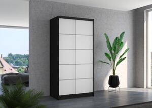 Šatní skříň s posuvnými dveřmi Riva - 100 cm Barva: Bílá/Černá