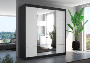 Šatní skříň s posuvnými dveřmi Dalmatia - 200 cm Barva: Černá/Bílá