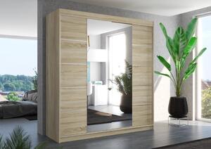 Šatní skříň s posuvnými dveřmi Dalmatia - 200 cm Barva: Bílá/Černá