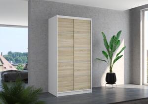 Šatní skříň s posuvnými dveřmi Riva - 100 cm Barva: Bílá/Sonoma