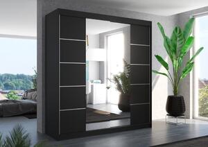 Šatní skříň s posuvnými dveřmi Dalmatia - 200 cm Barva: Černá