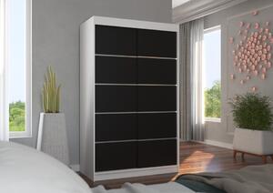 Šatní skříň s posuvnými dveřmi Riva - 120 cm Barva: Bílá/Černá