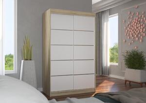 Šatní skříň s posuvnými dveřmi Riva - 120 cm Barva: Sonoma/Bílá