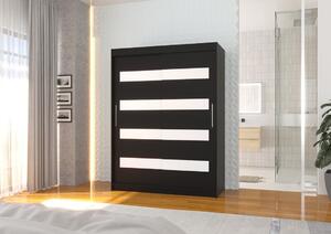Šatní skříň s posuvnými dveřmi Martinez - 150 cm Barva: Černá/Bílá