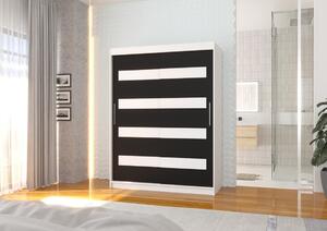 Šatní skříň s posuvnými dveřmi Martinez - 150 cm Barva: Bílá/Černá