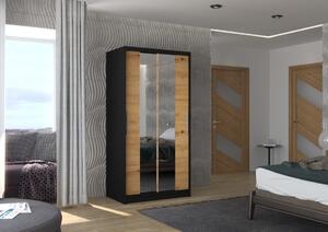Šatní skříň s posuvnými dveřmi Iness - 100 cm Barva: Černá/Bílá