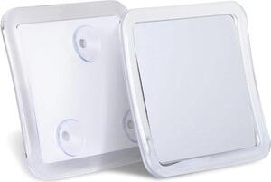 Zrcadlo do sprchy – zrcadlo na holení s funkcí proti zamlžování – pro rychlé holení – silné přísavky – 13,5 cm x 13,5 cm – průhledné