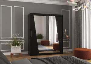 Šatní skříň s posuvnými dveřmi Preto - 180 cm Barva: Černá