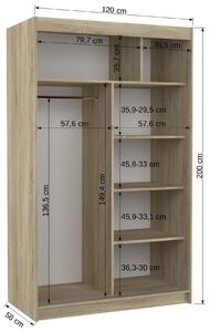 Šatní skříň s posuvnými dveřmi Tibago - 120 cm Barva: dub Sonoma
