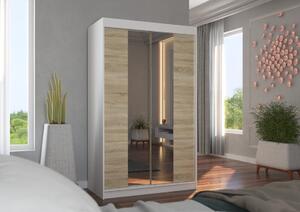 Šatní skříň s posuvnými dveřmi Marvin - 120 cm Barva: Bílá/dub Sonoma