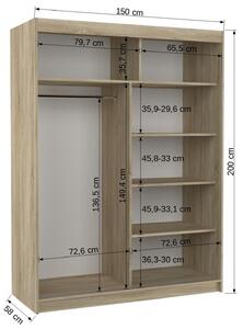 Šatní skříň s posuvnými dveřmi Florest - 150 cm Barva: Bílá