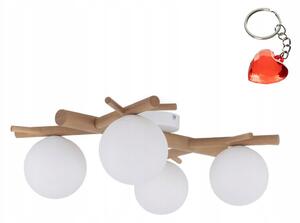 Stropní svítidlo dřevěné, 4 skleněná mléčná stínidla 4xG9 TK Lighting