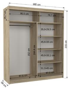 Šatní skříň s posuvnými dveřmi Dolores - 180 cm Barva: Bílá