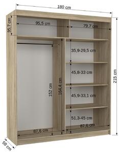 Šatní skříň s posuvnými dveřmi Rosette - 180 cm Barva: Bílá