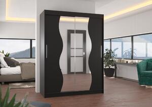 Šatní skříň s posuvnými dveřmi Renzo - 150 cm Barva: Černá