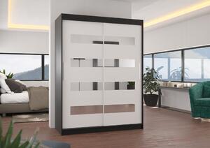 Šatní skříň s posuvnými dveřmi Baltic - 150 cm Barva: Černá/Bílá