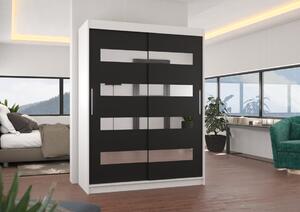 Šatní skříň s posuvnými dveřmi Baltic - 150 cm Barva: Černá/Bílá