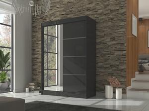 Šatní skříň s posuvnými dveřmi Gilton - 150 cm Barva: Černá