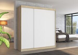 Šatní skříň s posuvnými dveřmi Megan - 200 cm Barva: Bílá/Dub
