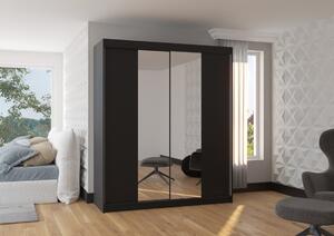 Šatní skříň s posuvnými dveřmi Balance - 180 cm Barva: Bílá/Černá