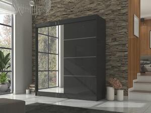 Šatní skříň s posuvnými dveřmi Gilton - 200 cm Barva: Černá