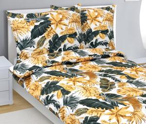 Bellatex Povlečení bavlna, Listy palmové zlaté - 140x200, 70x90 cm
