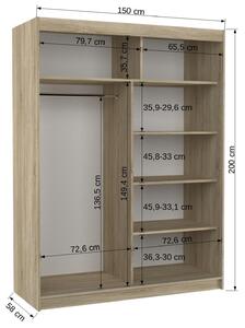 Šatní skříň s posuvnými dveřmi Bolton - 150 cm Barva: dub Sonoma