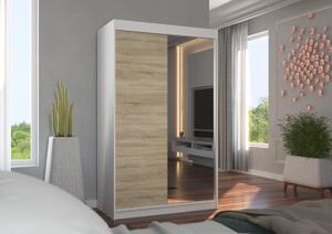 Šatní skříň s posuvnými dveřmi Jordi - 120 cm Barva: Bílá/Sonoma