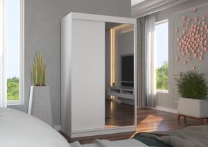 Šatní skříň s posuvnými dveřmi Jordi - 120 cm Barva: Bílá/Černá