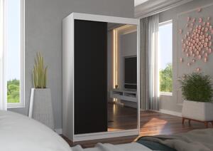 Šatní skříň s posuvnými dveřmi Jordi - 120 cm Barva: Černá/Bílá