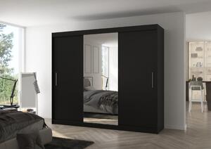 Šatní skříň s posuvnými dveřmi Denis - 250 cm Barva: Černá