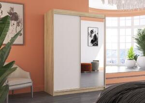 Šatní skříň s posuvnými dveřmi Jordi - 150 cm Barva: Sonoma/Bílá